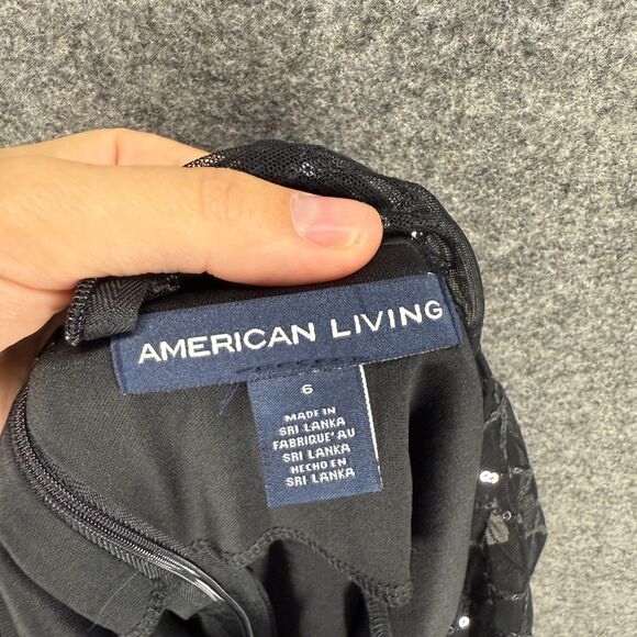 New American Living Dress Women 6 Black Shift Midi Zipper Sequin Sleeveless - Picture 7 of 9